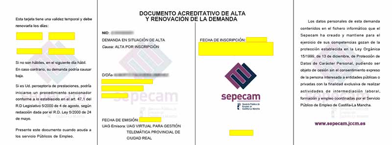 Documento de Alta y Renovación de la Demanda de Empleo (DARDE)