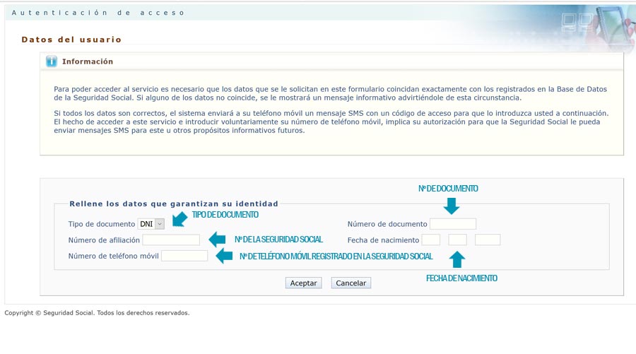 Formulario Informe laboral por sms